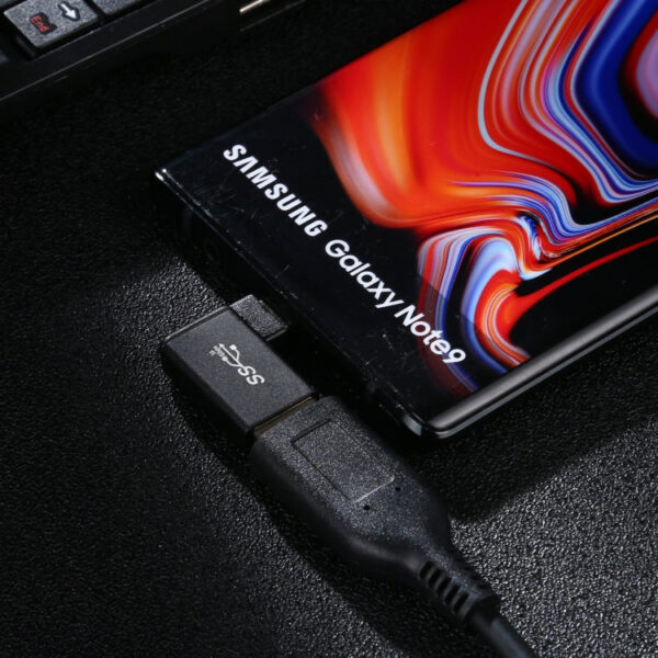 USB-C-Stecker auf USB 3.0-Buchse, 90-Grad-Winkelkopf-Aluminium-Adapter (schwarz) – Bild 5