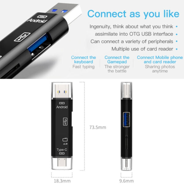 KUULAA KL-O08 5-in-1-Multifunktions-Kartenleser vom Typ C / USB-C, unterstützt Micro-USB / TF-Karte – Bild 4