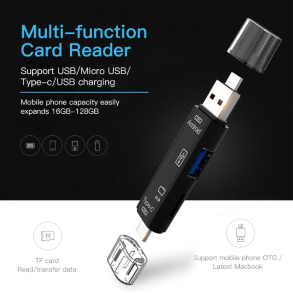 KUULAA KL-O08 5-in-1-Multifunktions-Kartenleser vom Typ C / USB-C, unterstützt Micro-USB / TF-Karte – Bild 7