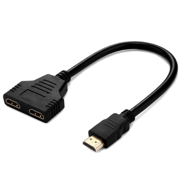 30 cm HDMI-Stecker auf zwei HDMI-Buchsen 1.4 Version Kabelanschlussadapter – Bild 2