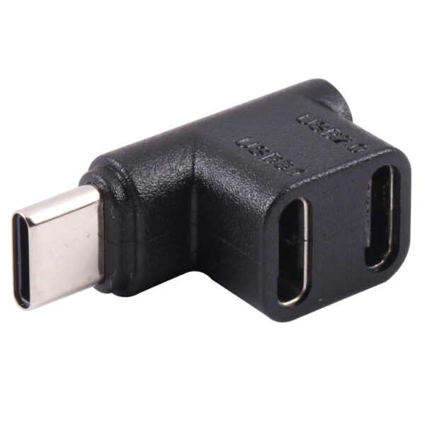 USB-C/Typ-C-Stecker auf Dual-Typ-C-Buchse, 90-Grad-Winkeladapter – Bild 2