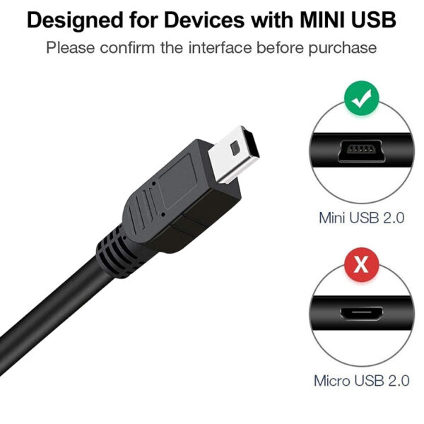 USB 2.0 AM zu Mini 5-poligem USB-Kabel, Länge: 1,5 m (schwarz) – Bild 3