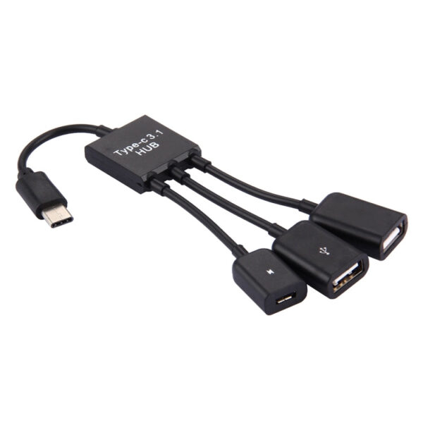 17,8 cm 3 Anschlüsse USB-C / Typ C 3.1 OTG Charge HUB-Kabel – Bild 2