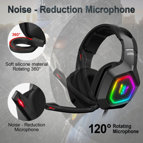ONIKUMA K10 Computerspiele Kabelgebundenes Headset mit RGB-LED-Licht – Bild 5