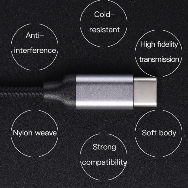 KUULAA KL-O09 Typ-C / USB-C auf 3,5 mm AUX-Audioadapterkabel, Länge: 100 cm – Bild 14