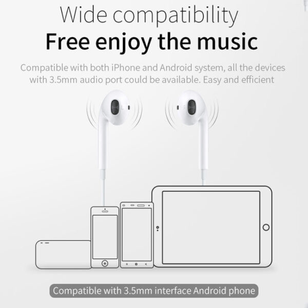 1,2 m 3,5 mm Stecker Kabelsteuerung In-Ear-Kopfhörer (weiß) – Bild 12