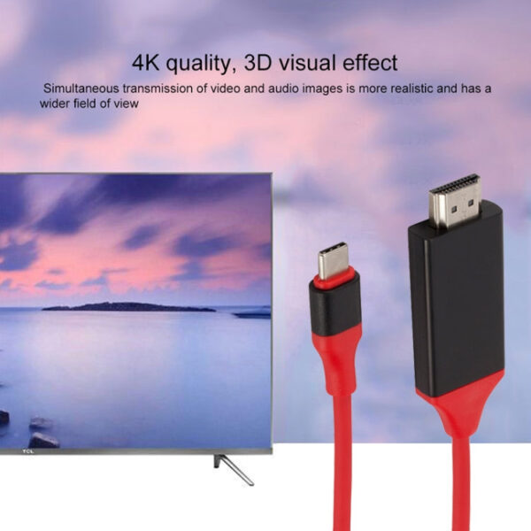 USB-C / Typ C 3.1 bis 4K HD HDMI Kunststoff-Videokabel, Länge: 2 m – Bild 5