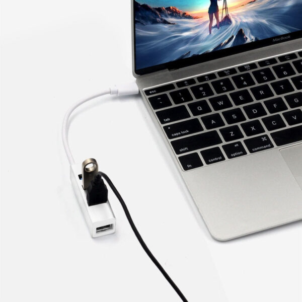 Tragbarer USB-C / Typ C-Stecker auf 4 USB-Anschlüsse Buchse HUB-Adapter – Bild 4