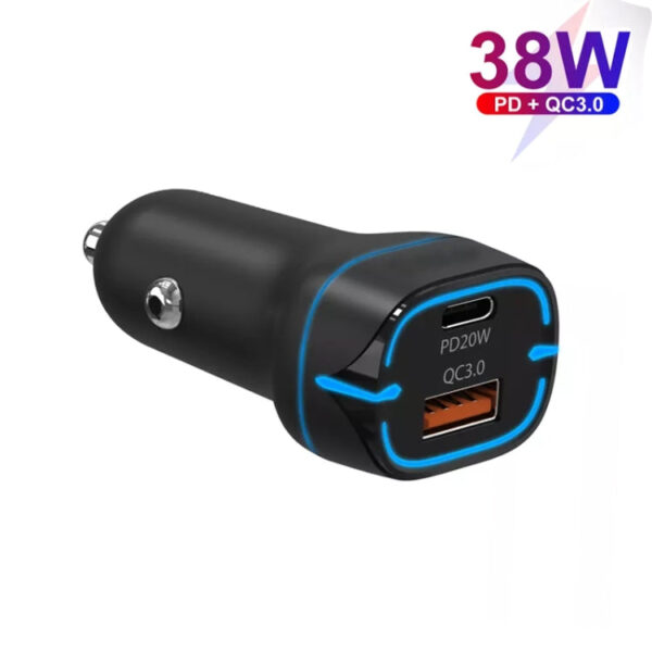 38 W PD20 W + QC3.0 USB-Autoladegerät mit Typ-C-Datenkabel, 1m – Bild 7