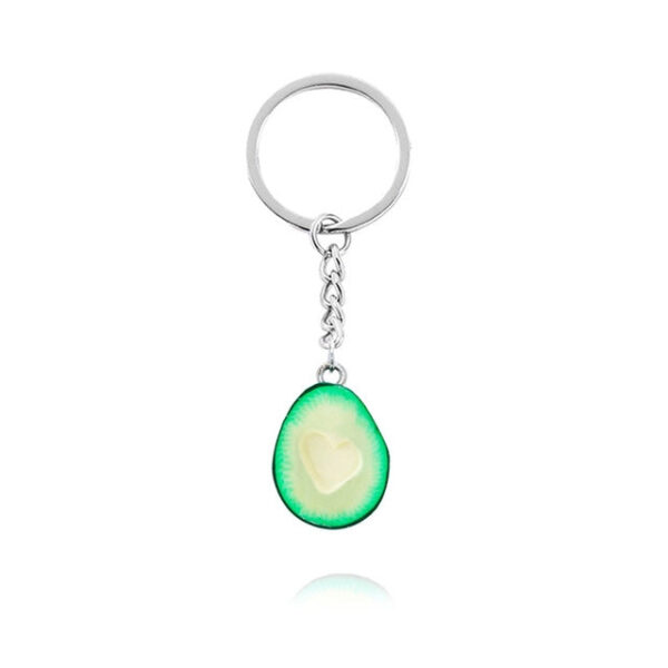 Avocado Herzförmiger handgefertigter Keramikschlüsselbund – Bild 3