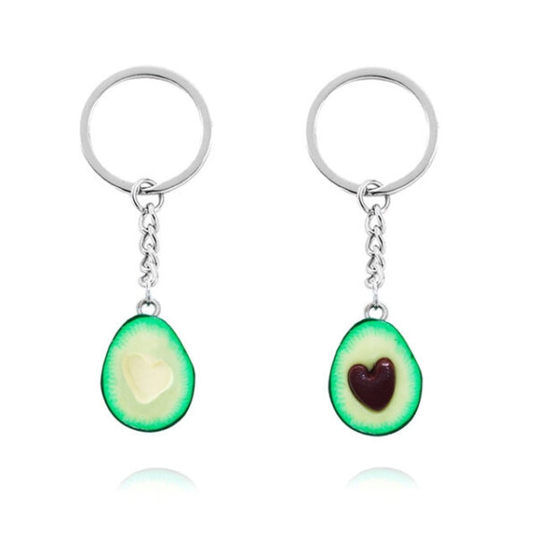 Avocado Herzförmiger handgefertigter Keramikschlüsselbund – Bild 4