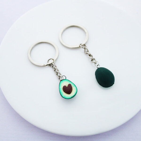Avocado Herzförmiger handgefertigter Keramikschlüsselbund – Bild 6