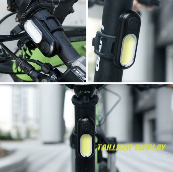USB Wiederaufladbares Rücklicht Mountainbike Nacht WARNUNG LED-Licht, Farbe: 6005 Rotes blaues Licht – Bild 7