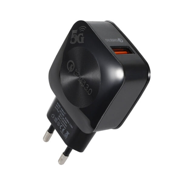 USB-Schnellladeadapter für Reiseladegeräte (EU-Stecker schwarz)
