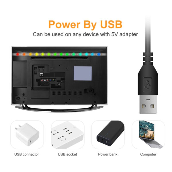 5M LED-Lichtstreifen 16 Farbfernbedienung RGB-Lichtgurt USB-Symphonie Neon – Bild 5