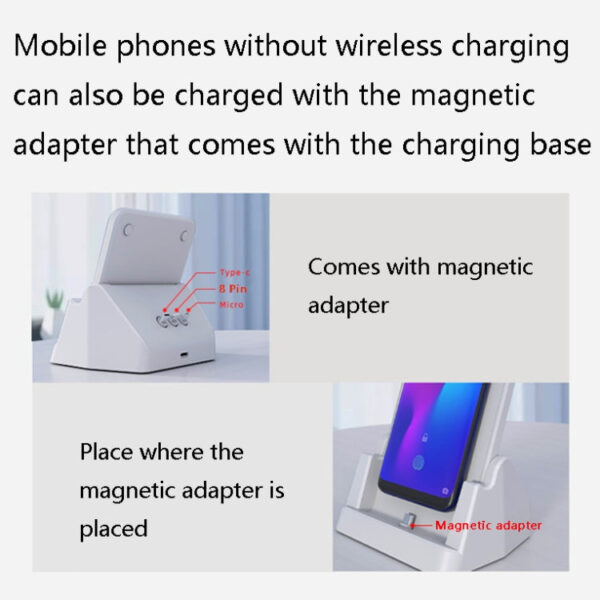 15W Wireless Ladegerät für iPhones & Android Geräte. inkl. Adapter USB-C/Lightning/MicroUSB – Bild 4