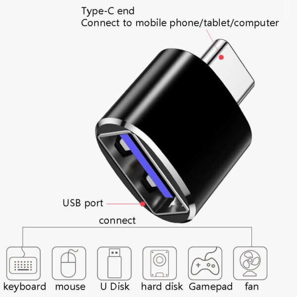 USB 3.0 Buchse zu USB-C / Typ-C-OTG-Adapter (Grau) – Bild 2