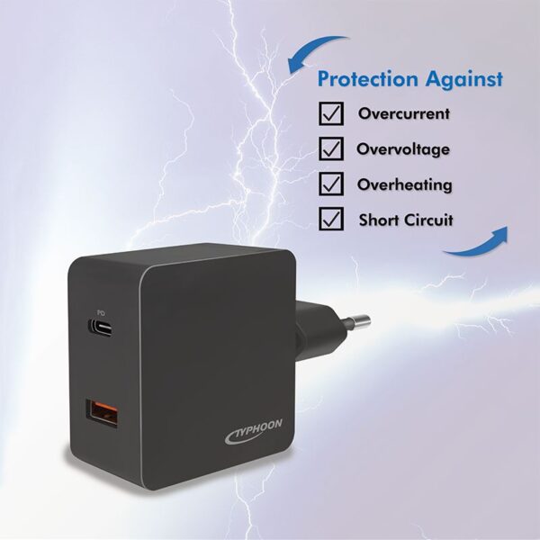 Netzteil Adapter, 1x USB-C PD Port & 1x USB-A QC Port, 18W – Bild 3