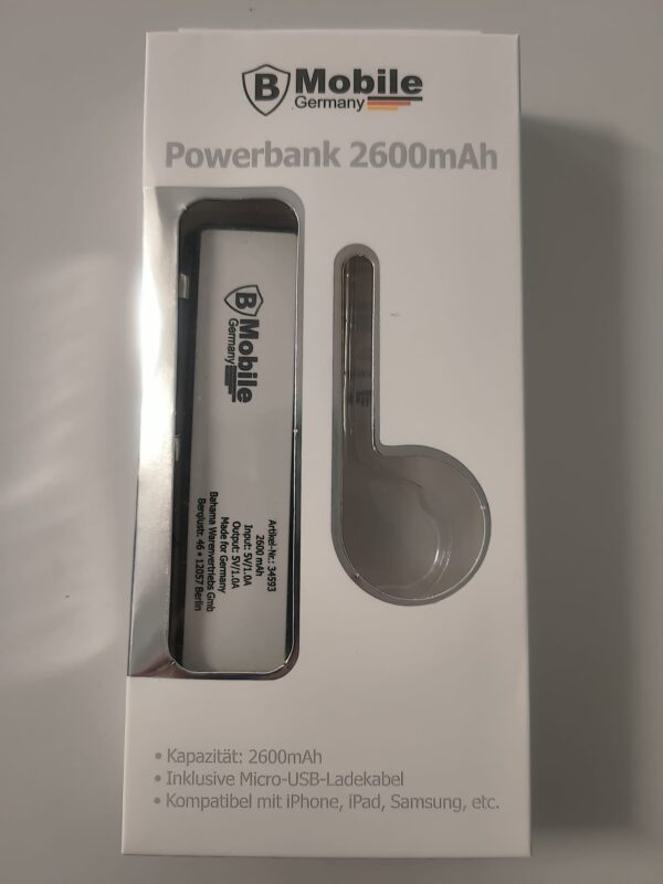 Power Bank 2600mAh mobiler Akku Ladegerät mit USB in Schwarz – Bild 4