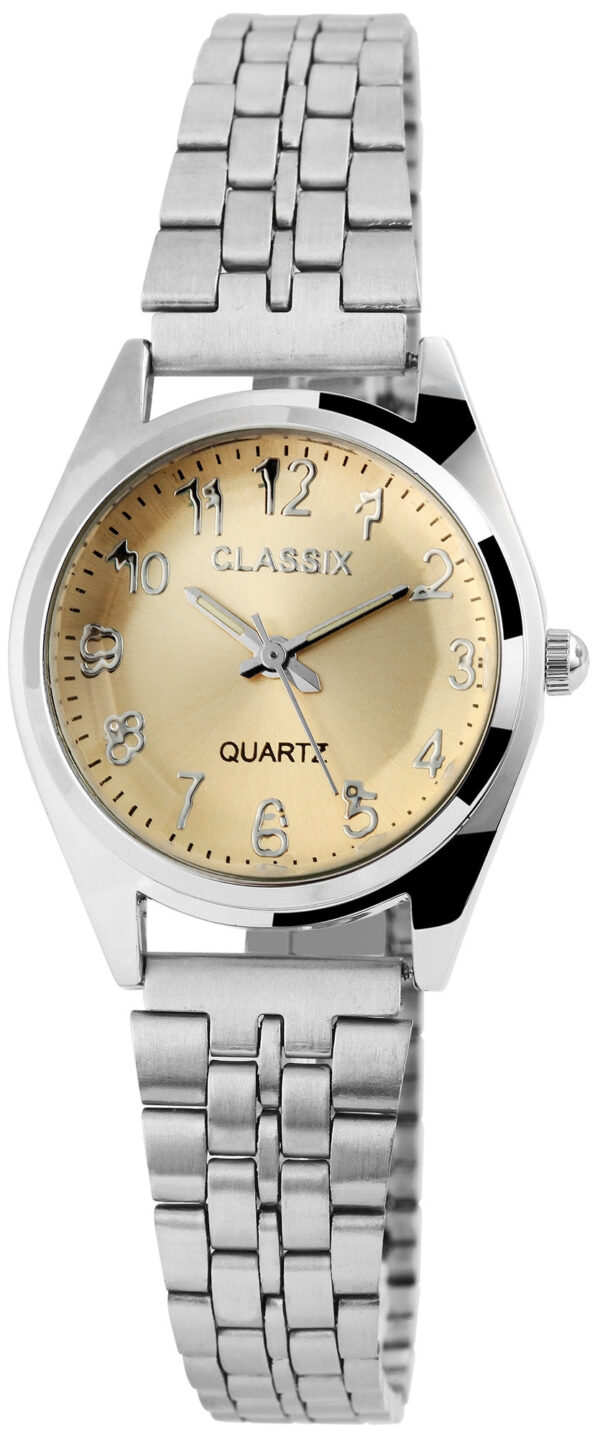 Clasixx Damenarmbanduhr mit Metallband, silberfarben – Bild 4