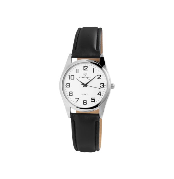 Classique Herrenuhr mit Lederimitationsarmband – Bild 4