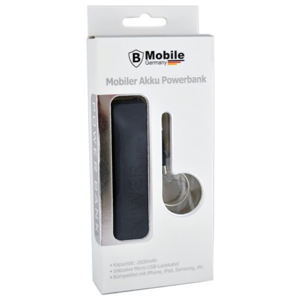 Power Bank 2600mAh mobiler Akku Ladegerät mit USB in Schwarz – Bild 3